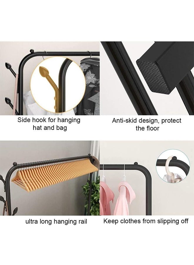 JCB CHIC Garment Cloth Rack Stand Clothing Rod Hatstand Single Rail With Side Hook Bottom Storage 110Cm Long For Shoes Clothes Jacket Umbrella Hats Scarf Handbags - Image 3