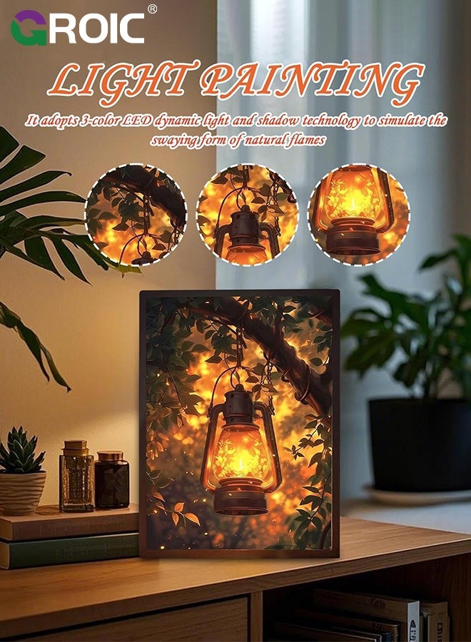 جرويك إطار ملصق LED، إطار إضاءة خلفية، إطار صور، حامل إضاءة مع باهتة بثلاثة ألوان، تحكم باللمس، سطوع قابل للتعديل 8 بوصة - Image 2