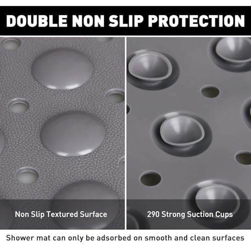 Mofonky Shower Mat Non Slip: 35.4 x 23.6 Inch Extra Large TPE Shower Mats for Inside Shower - Anti Slip Shower Stall Matt with Drain Hole and Suction Cups for Elderly - Image 4