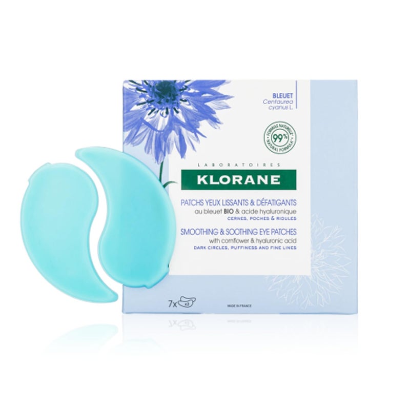 Klorane Smoothing and Soothing Eye Patches with Cornflower and Hyaluronic Acid, 7 ct. - Image 1