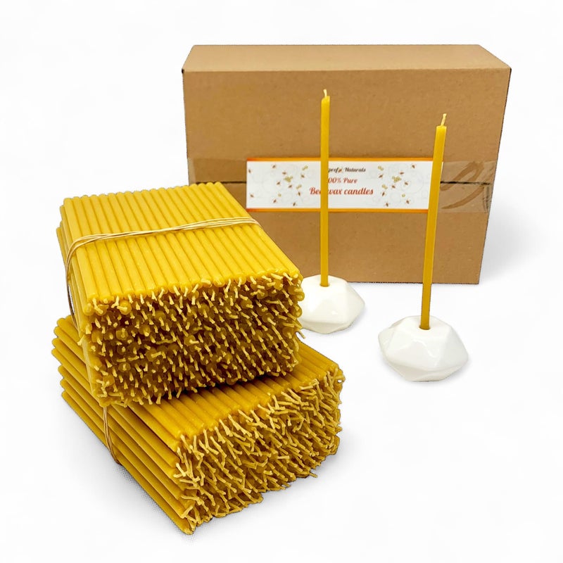 500 Votprof 100 Pure Beeswax Taper Candles 6 14 Natural Honey Scent