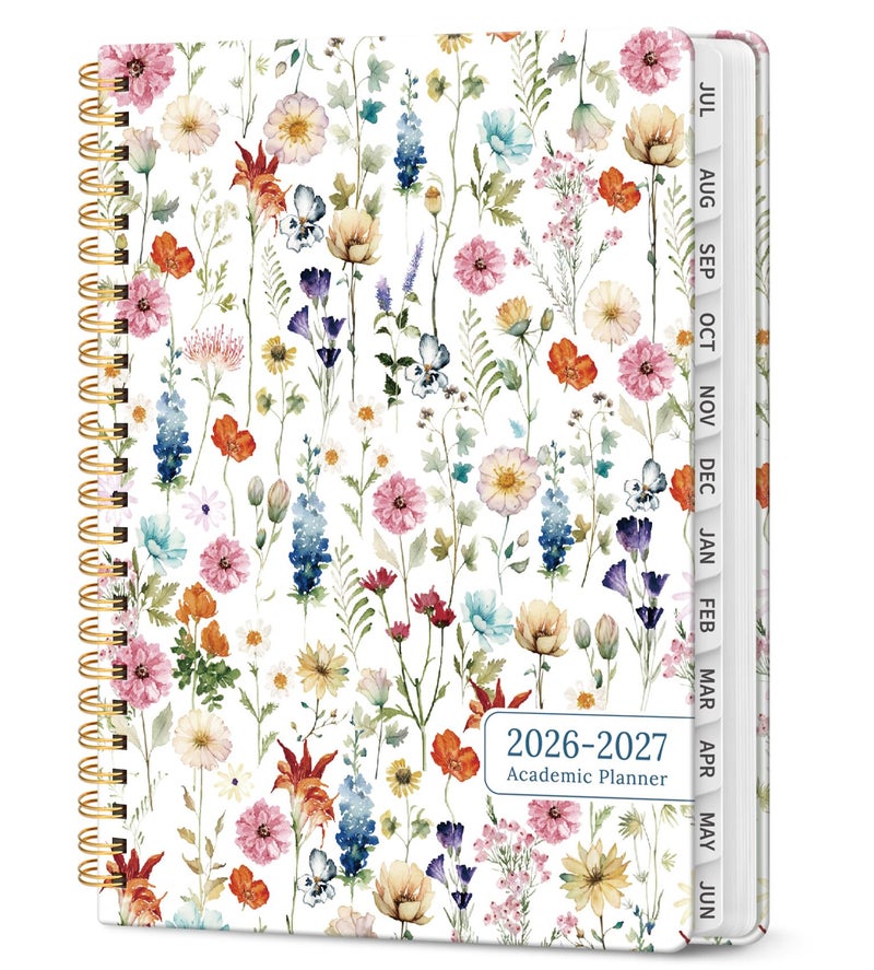 Taja Planner 20262027 Academic Year Monthly and Weekly Calendar Planner Jul 2026 Jun 2027 Hardcover Teacher Student Planning Agenda book with Tabs Perfect for School Office Supplies 63 x 85 Wildflowers - Image 2