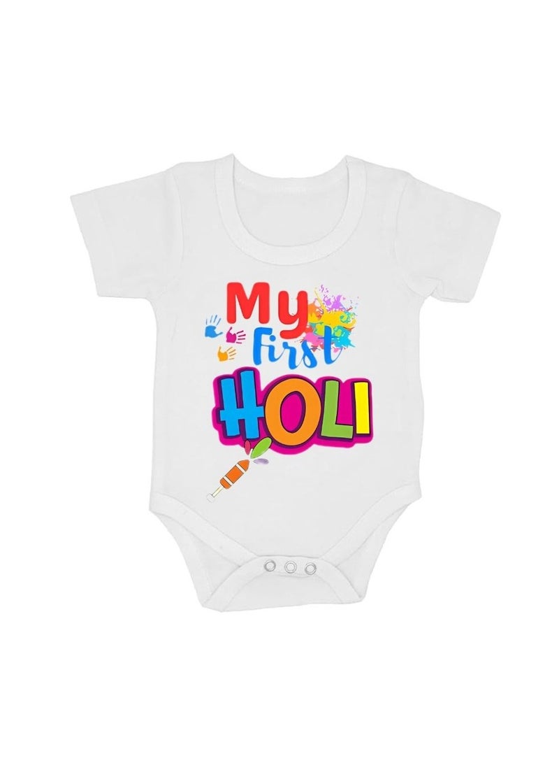 برينت شوب فور مي رومبير للأطفال من Holi Festival بأكمام قصيرة|نسيج قطني|بذلة للأولاد والبنات - ملابس ناعمة ومسامية للاحتفالات الاحتفالية|خفيفة الوزن - Image 1