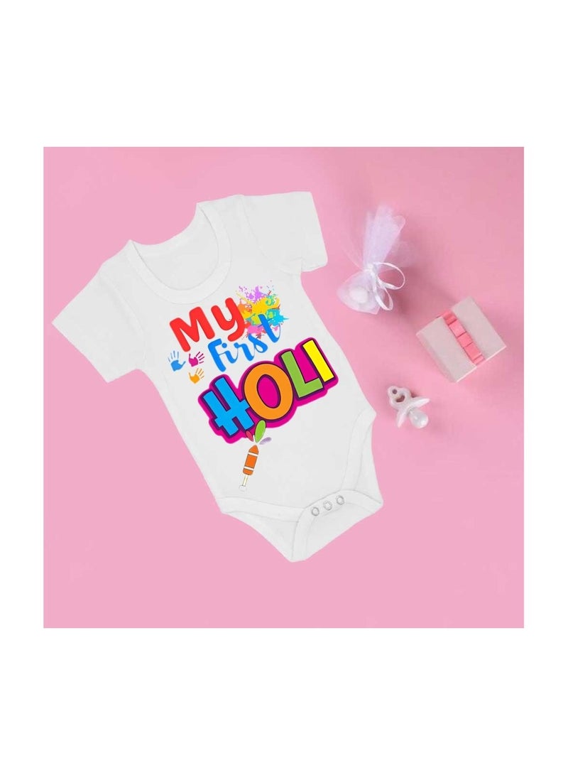 برينت شوب فور مي رومبير للأطفال من Holi Festival بأكمام قصيرة|نسيج قطني|بذلة للأولاد والبنات - ملابس ناعمة ومسامية للاحتفالات الاحتفالية|خفيفة الوزن - Image 2