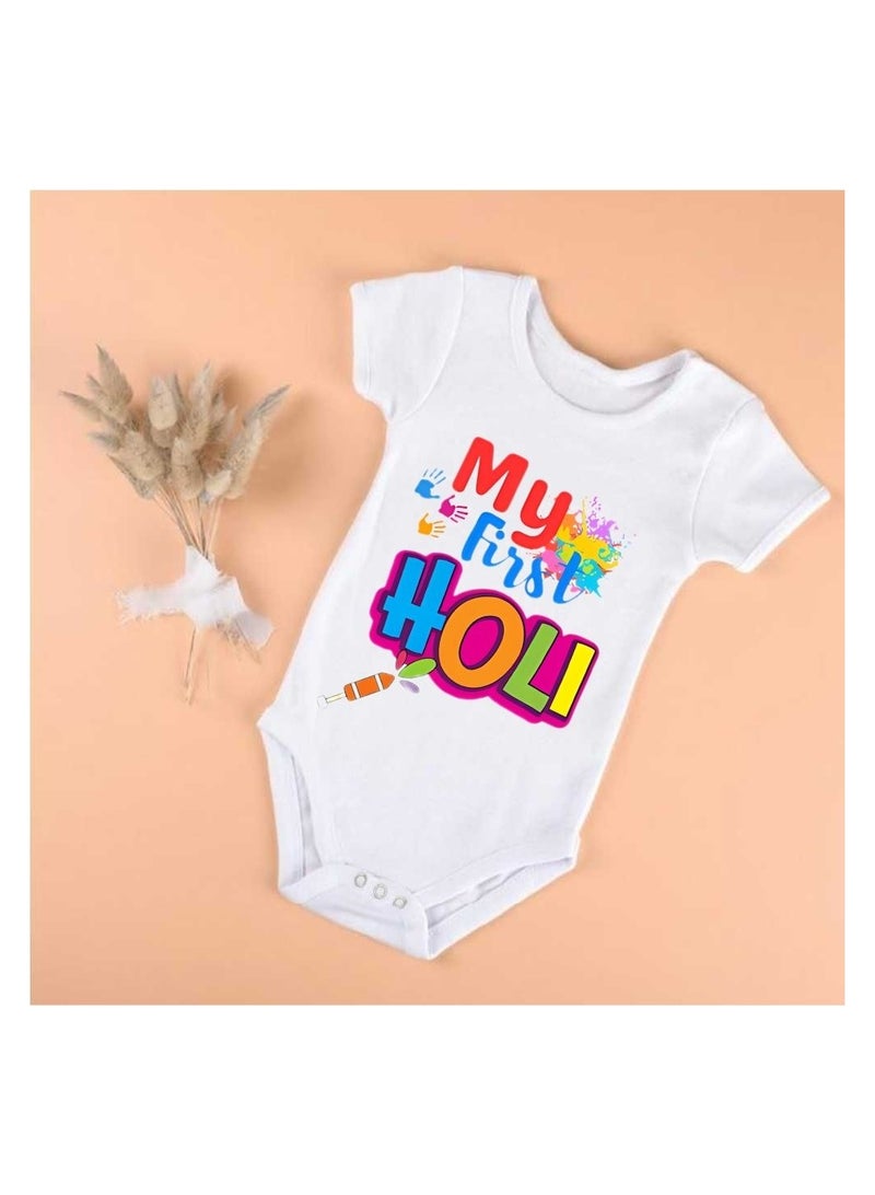 برينت شوب فور مي رومبير للأطفال من Holi Festival بأكمام قصيرة|نسيج قطني|بذلة للأولاد والبنات - ملابس ناعمة ومسامية للاحتفالات الاحتفالية|خفيفة الوزن - Image 3