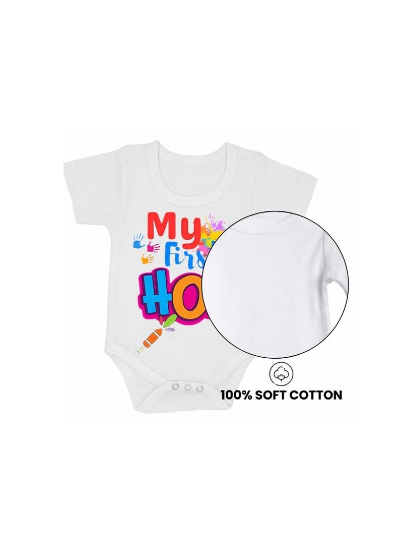 برينت شوب فور مي رومبير للأطفال من Holi Festival بأكمام قصيرة|نسيج قطني|بذلة للأولاد والبنات - ملابس ناعمة ومسامية للاحتفالات الاحتفالية|خفيفة الوزن - Image 4