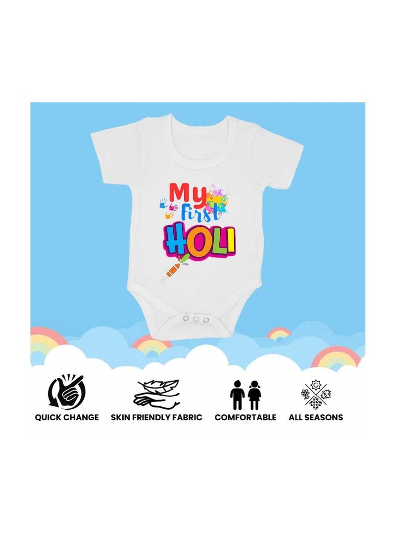 برينت شوب فور مي رومبير للأطفال من Holi Festival بأكمام قصيرة|نسيج قطني|بذلة للأولاد والبنات - ملابس ناعمة ومسامية للاحتفالات الاحتفالية|خفيفة الوزن - Image 5