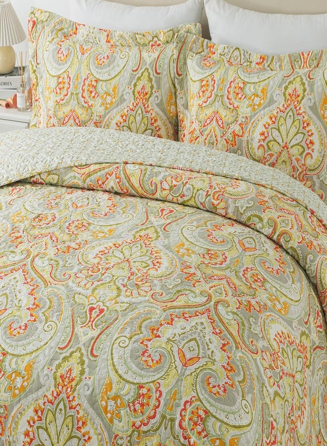 NEWLAKE طقم لحاف وغطاء سرير قطني من نيوليك - طقم غطاء سرير مرقع قابل للعكس، بنقشة زهور أوروبية بيج، مقاس كينج - Image 2
