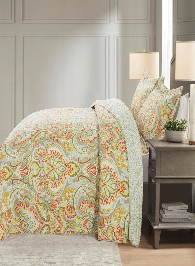 NEWLAKE طقم لحاف وغطاء سرير قطني من نيوليك - طقم غطاء سرير مرقع قابل للعكس، بنقشة زهور أوروبية بيج، مقاس كينج - Image 5