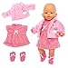 ENOCHT Baby Doll Clothes Casual Cute Pink Suit with Dress Coat Socks Suitable for 1416 inch Dolls 3Piece Set - Image 2