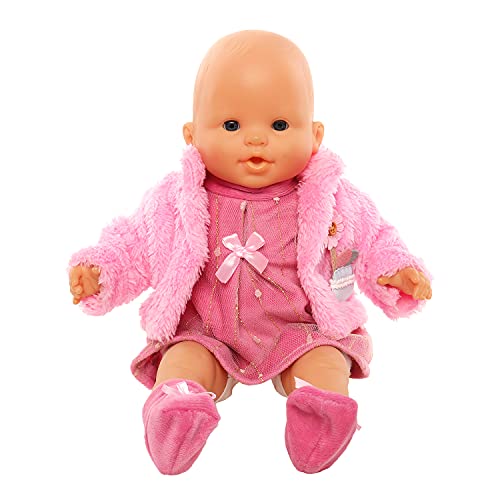 ENOCHT Baby Doll Clothes Casual Cute Pink Suit with Dress Coat Socks Suitable for 1416 inch Dolls 3Piece Set - Image 5
