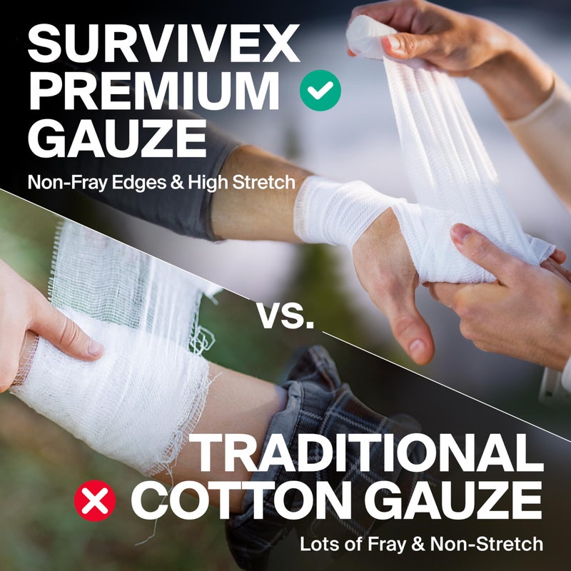 SurviveX - 4" Stretch Gauze Roll â€“ Conforming Medical Bandage Wrap for Wound Care, First Aid, and Injury Dressing, 10 Count - Image 5