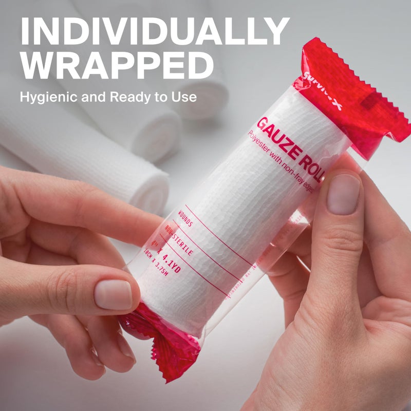 SurviveX - 4" Stretch Gauze Roll â€“ Conforming Medical Bandage Wrap for Wound Care, First Aid, and Injury Dressing, 10 Count - Image 2