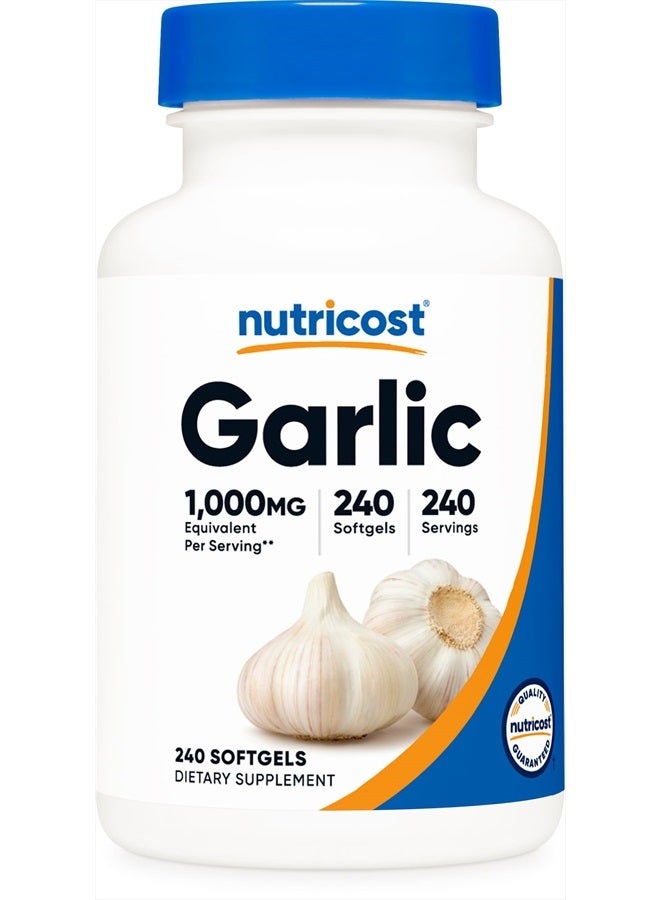 Nutricost Garlic 1000mg, 240 Softgels - Premium Gluten Free Garlic Supplement  - Image 1