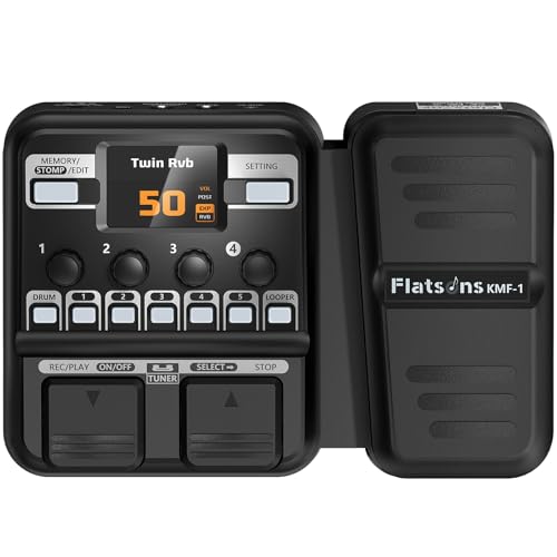 Flatsons KMF-1 Guitar Pedal, 77 Effects Guitar Multi Effects Pedal with 50 Preset, 42 Drum Rhythm, 18 Amp/Cab, Upgraded Color Screen, Aux In, Guitar Tuner Looper Expression Wah Volume Distortion Pedal - Image 1