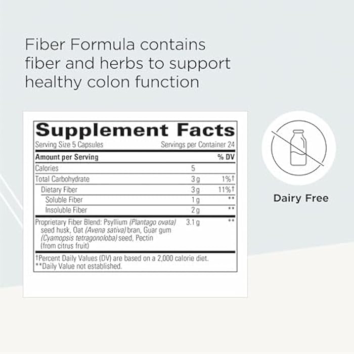 Integrative Therapeutics Fiber Formula - Colon Support Supplement for Healthy Digestion* - Good Source of Dietary Fiber for Gut Health Support* - Dairy-Free & Vegan - 120 Capsules (24 Servings) - Image 2