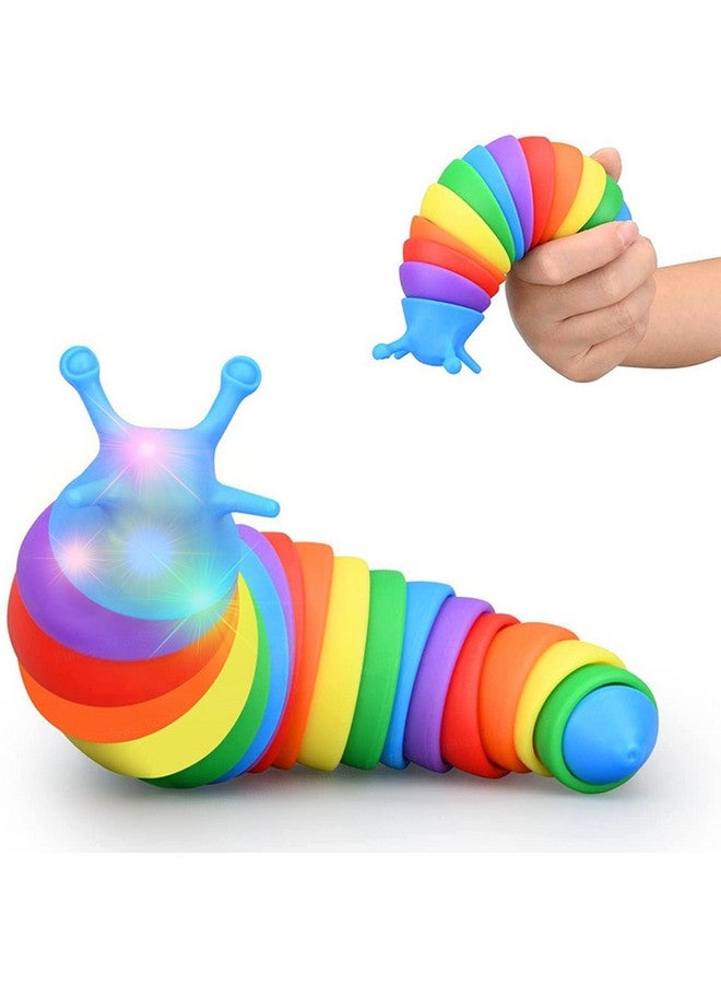 FunBlast Slug Toys - Small Slug Fidget Toys with Light, Baby Toys, Sensory Toys for Kids, Clicks Sound Making Toy, Flexible Stretchable Joints Toy for Anxiety, Autism, Slug Fidget Toys (1 Pc) - Image 1