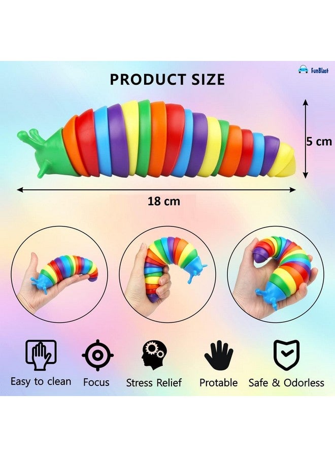 FunBlast Slug Toys - Small Slug Fidget Toys with Light, Baby Toys, Sensory Toys for Kids, Clicks Sound Making Toy, Flexible Stretchable Joints Toy for Anxiety, Autism, Slug Fidget Toys (1 Pc) - Image 2