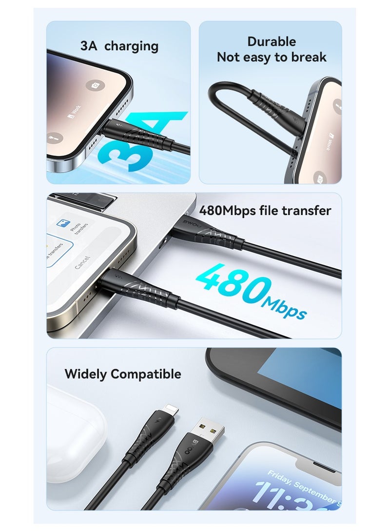 بوو كابل شحن USB-A إلى Lightning صديق للبشرة من السيليكون السائل باللون الأسود - Image 5