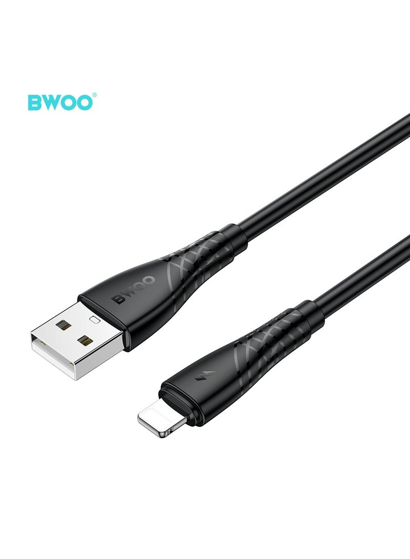 بوو كابل شحن USB-A إلى Lightning صديق للبشرة من السيليكون السائل باللون الأسود - Image 2