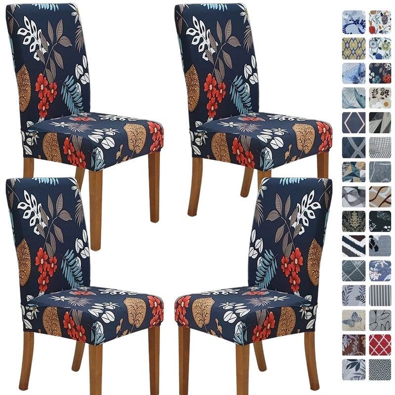 SPRINGRICO Chair Covers for Dining Room Set of 4 Stretch Dining Chair Cover Washable Spandex Kitchen Parsons Chair Slipcovers Removable Seat Protector for Home or Party 4 Pack Garden Wind