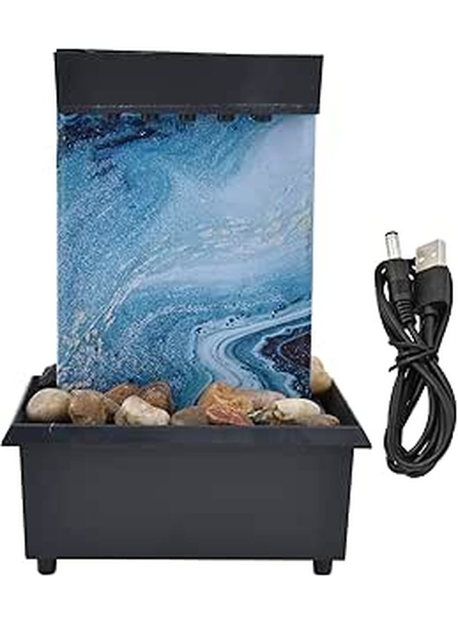 USB Marble Water Fountain with LED Lights and Natural Stones for Home Office Desk Decoration - Image 1