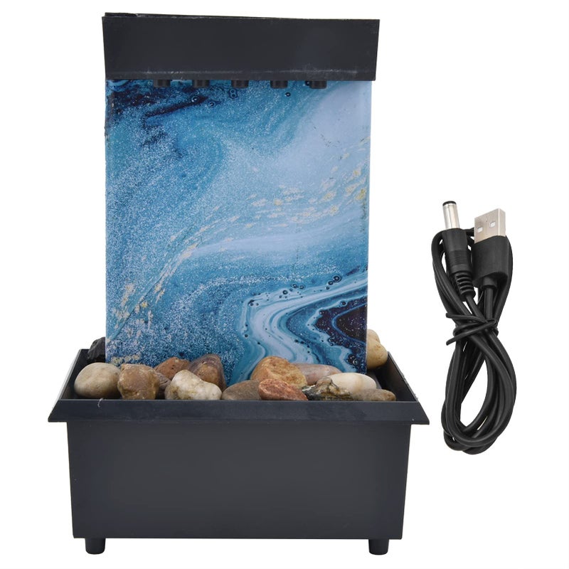 USB Marble Water Fountain with LED Lights and Natural Stones for Home Office Desk Decoration - Image 2