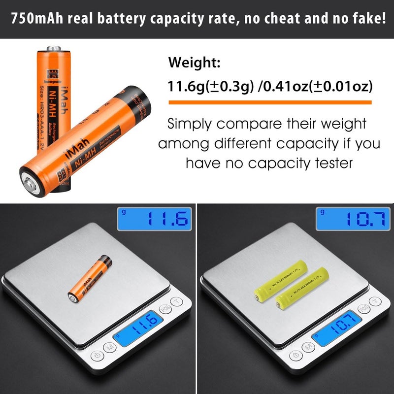 iMah 12-Pack 1.2V 750mAh Ni-MH AAA Rechargeable Battery for Panasonic Cordless Phones Also Compatible with BK40AAABU HHR-55AAABU HHR-65AAABU HHR-75AAA/B HHR-4DPA/4B BK30AAABU BT205662 and Solar Lights - Image 3