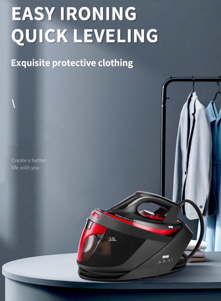 DSP Handheld Steam Iron – 2200W Fast Heating, 45g/min Large Steam Output, 1.5L Removable Water Tank – Home Garment Steamer with Ceramic Soleplate, Dry & Steam Ironing, LED Indicator, Multi-Purpose & Clothes Disinfection - Image 2