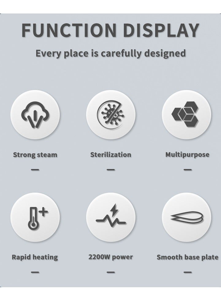 DSP Handheld Steam Iron – 2200W Fast Heating, 45g/min Large Steam Output, 1.5L Removable Water Tank – Home Garment Steamer with Ceramic Soleplate, Dry & Steam Ironing, LED Indicator, Multi-Purpose & Clothes Disinfection - Image 3