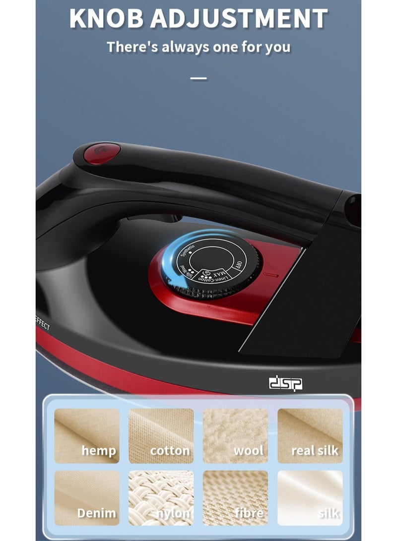 DSP Handheld Steam Iron – 2200W Fast Heating, 45g/min Large Steam Output, 1.5L Removable Water Tank – Home Garment Steamer with Ceramic Soleplate, Dry & Steam Ironing, LED Indicator, Multi-Purpose & Clothes Disinfection - Image 5