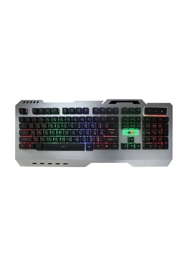 2بي لوحة مفاتيح الألعاب المعدنية متعددة الوسائط 2B KB305 – إضاءة خلفية بثلاثة ألوان، تخطيط عربي وإنجليزي، هيكل معدني - Image 1