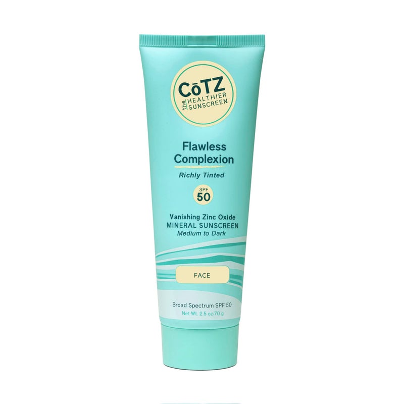 CoTZ Skincare Flawless Complexion Richly Tinted | Facial Mineral Sunscreen | For Medium to Dark Skin Tones | All Skin Types | Broad Spectrum SPF 50 | 2.5oz / 70 g - Image 1