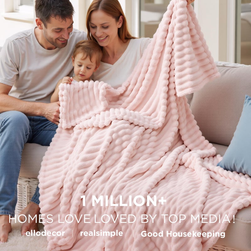 Bedsure GentleSoft Blankets Queen Size for Bed - Cozy Soft Blankets for Women, Cute Large Fleece Throws for Girls, Crystal Pink, 90x90 Inches - Image 2