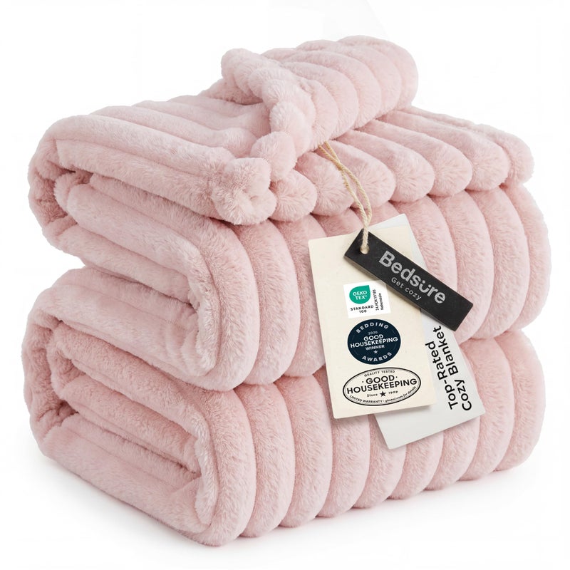 Bedsure GentleSoft Blankets Queen Size for Bed - Cozy Soft Blankets for Women, Cute Large Fleece Throws for Girls, Crystal Pink, 90x90 Inches - Image 1