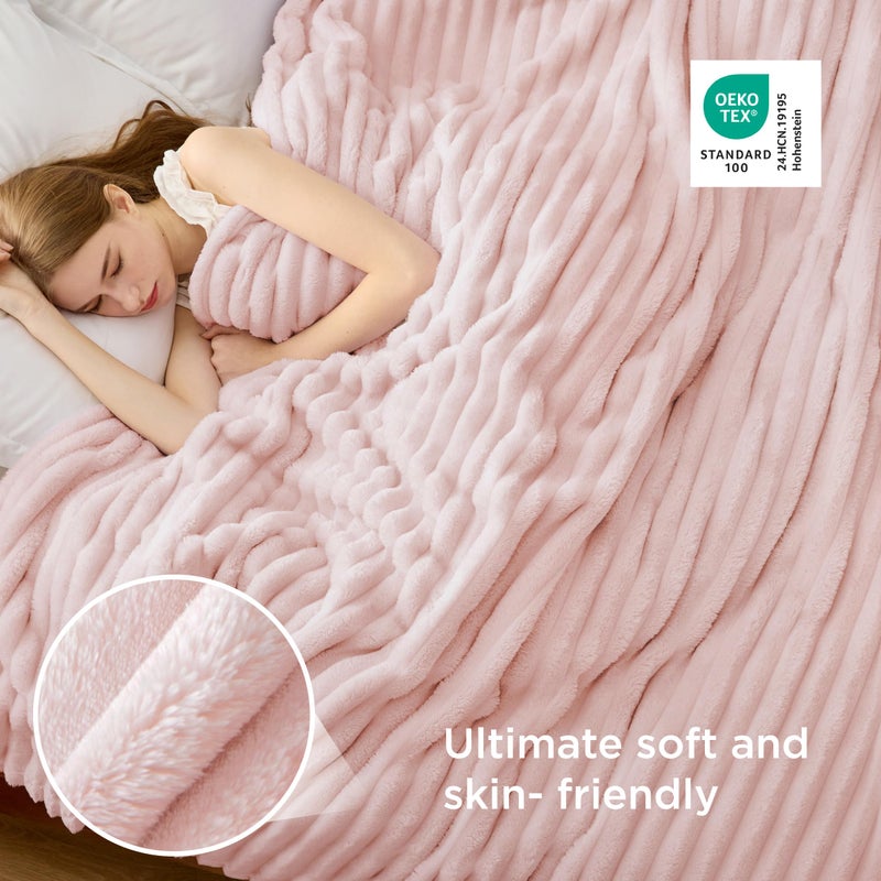 Bedsure GentleSoft Blankets Queen Size for Bed - Cozy Soft Blankets for Women, Cute Large Fleece Throws for Girls, Crystal Pink, 90x90 Inches - Image 4