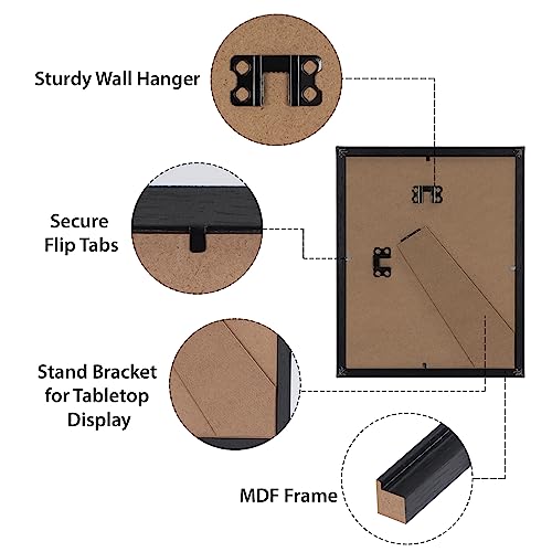 HORLIMER 8x10 Picture Frame Set of 15, Black Picture Frames Display 8 by 10 Photo for Wall or Tabletop - Image 3