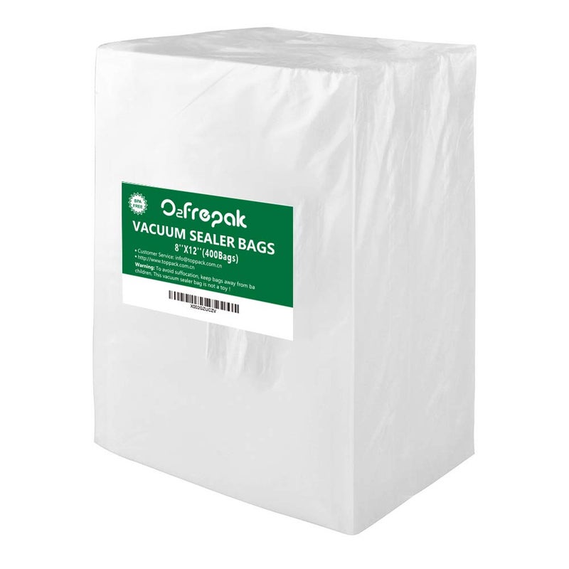 O2frepak 400 Quart Size 8 x 12 Vacuum Sealer Bags with BPA Free and Puncture PreventionVacuum Seal Freezer BagsGreat for Sous Vide Vaccume Sealer PreCut Bags