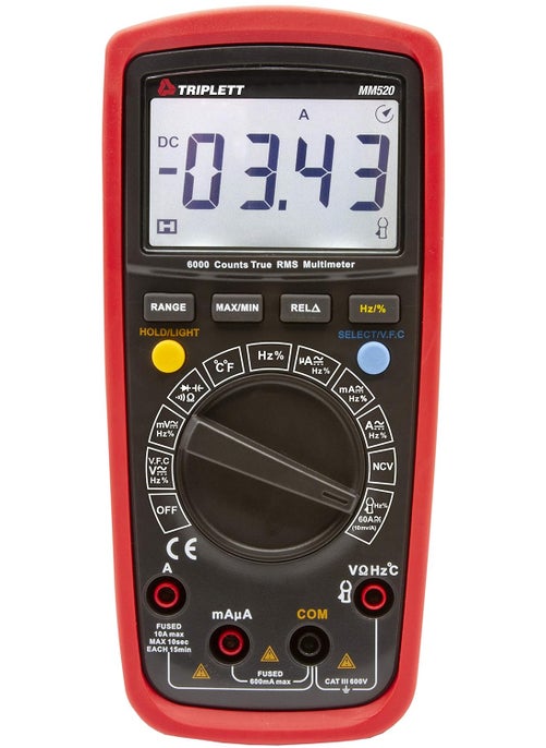 Triplett MM520 True RMS 6000 Count High Performance Digital Multimeter with LPF  ACDC Voltage ACDC Current Resistance Temperature Continuity - pzsku/Z85E1C8BE756674E9BF8DZ/45/1747233919/452185e2-01e3-4c29-a409-76db986e2def