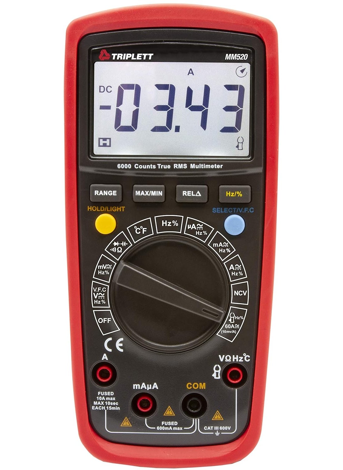 Triplett Triplett MM520 True RMS 6000 Count High Performance Digital Multimeter with LPF  ACDC Voltage ACDC Current Resistance Temperature Continuity  - Image 1