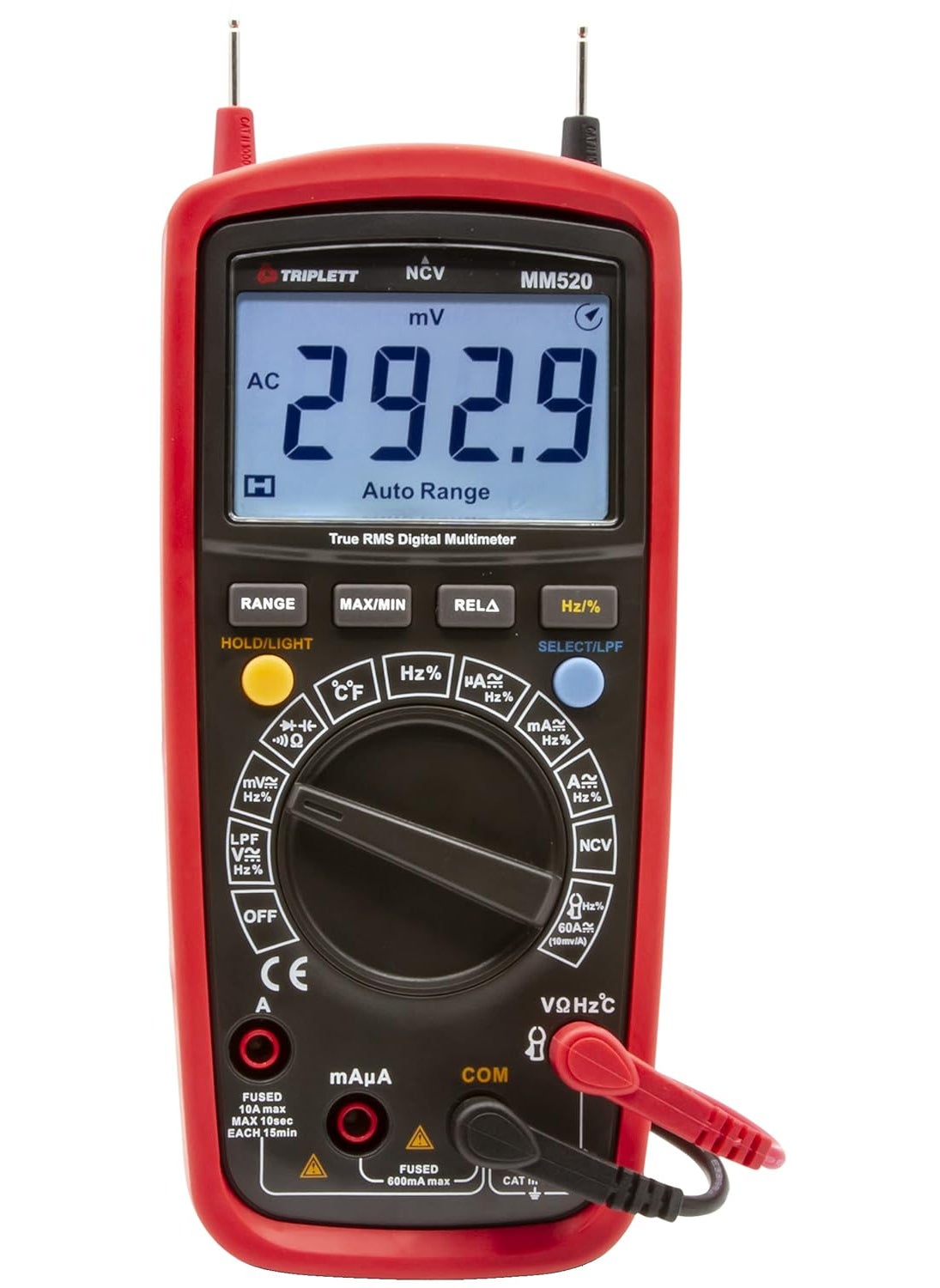 Triplett Triplett MM520 True RMS 6000 Count High Performance Digital Multimeter with LPF  ACDC Voltage ACDC Current Resistance Temperature Continuity  - Image 5