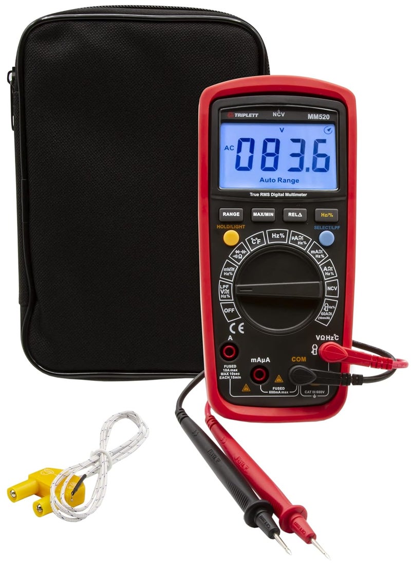 Triplett Triplett MM520 True RMS 6000 Count High Performance Digital Multimeter with LPF  ACDC Voltage ACDC Current Resistance Temperature Continuity  - Image 2