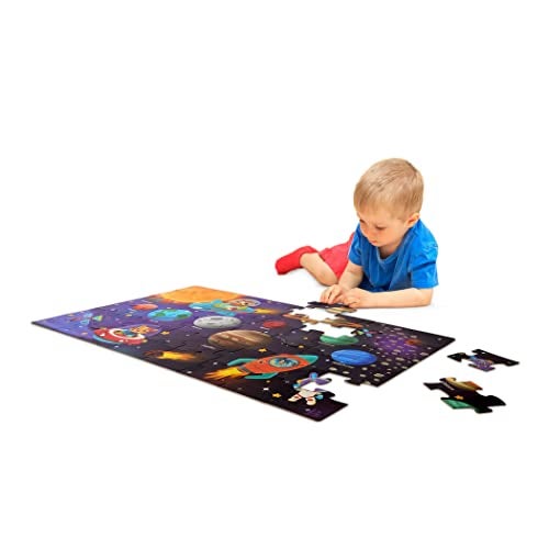 B. Toys B toys 48 Pieces Solar System Floor Puzzle for Kids Planets Astronauts Space Exploration Educational Toys for Toddlers Preschoolers Vibrant Colors Durable Construction 3 Years - Image 1