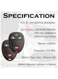 Starwell Keyless Entry Remote Start Control Key Fob Replacement Fits Chevy Silverado Avalanche Equinox Express Traverse GMC Yukon Sierra 1500 2500 3500 HD Acadia 2007 2008 2009 2010 2011 2012 2013 OUC60270  - Image 4