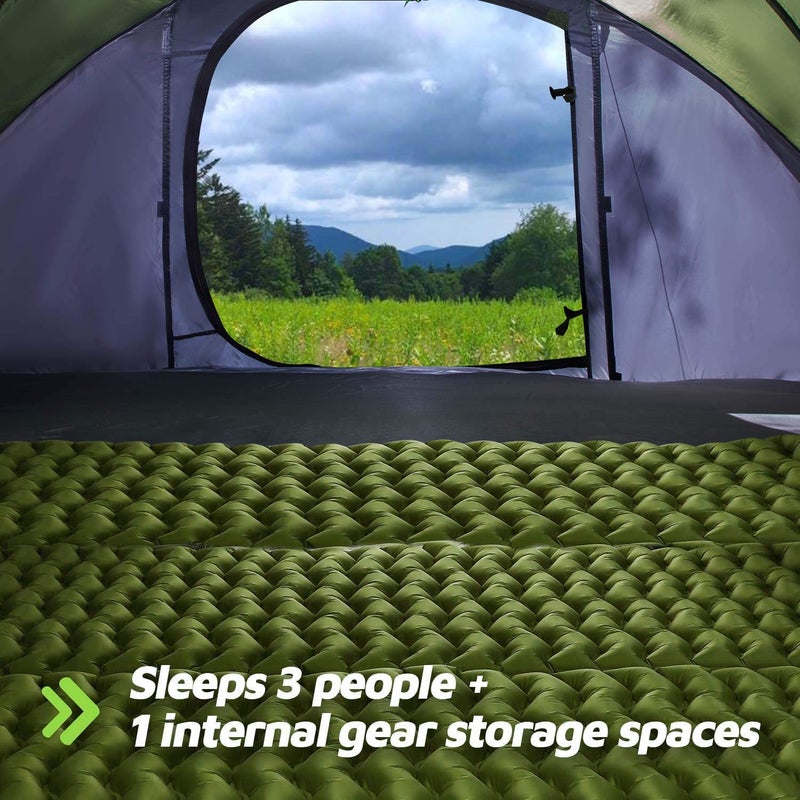 HUI LINGYANG 4 Person Easy Pop Up Tent, 9.5â€˜x6.6â€™x52'',Waterproof Automatic Setup Tent, 2 Doors-Instant Family Tents for Camping, Hiking & Traveling, Green - Image 2