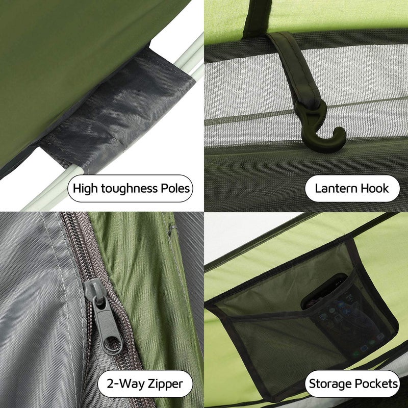 HUI LINGYANG 4 Person Easy Pop Up Tent, 9.5â€˜x6.6â€™x52'',Waterproof Automatic Setup Tent, 2 Doors-Instant Family Tents for Camping, Hiking & Traveling, Green - Image 5
