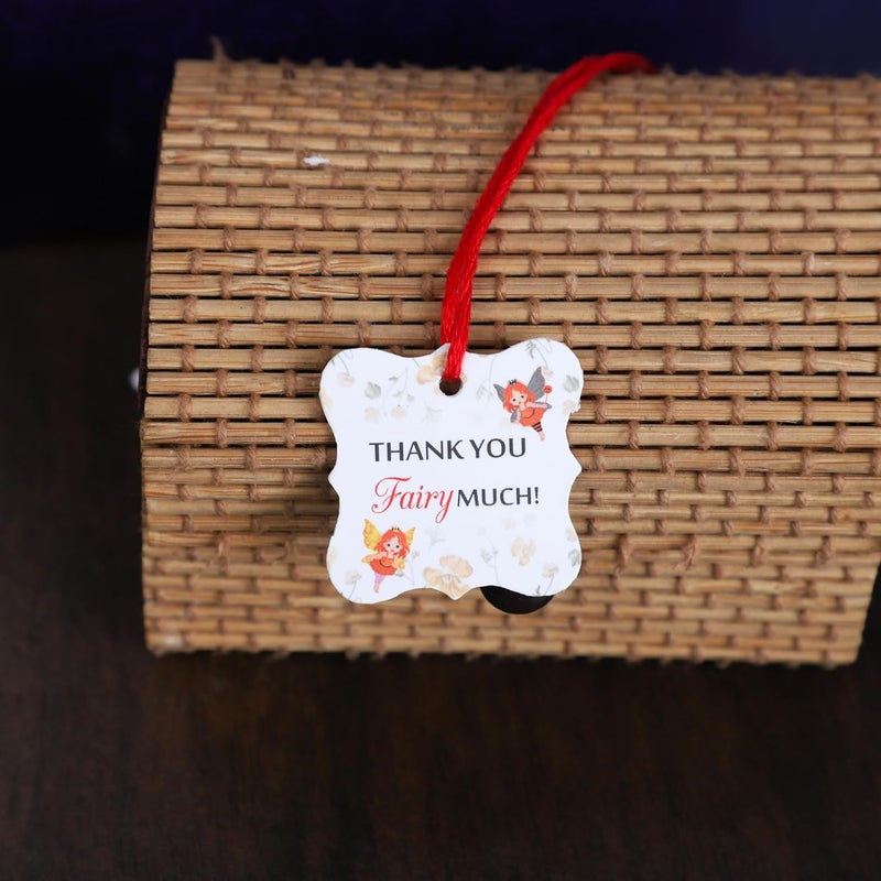 Zenomia Thank You Fairy Much Small Tag, Party Wedding Decorative Handmade Gift Tag Kids 3x3cm with Red Thread 50pcs - Image 1