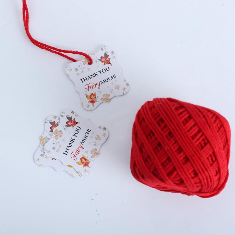 Zenomia Thank You Fairy Much Small Tag, Party Wedding Decorative Handmade Gift Tag Kids 3x3cm with Red Thread 50pcs - Image 2