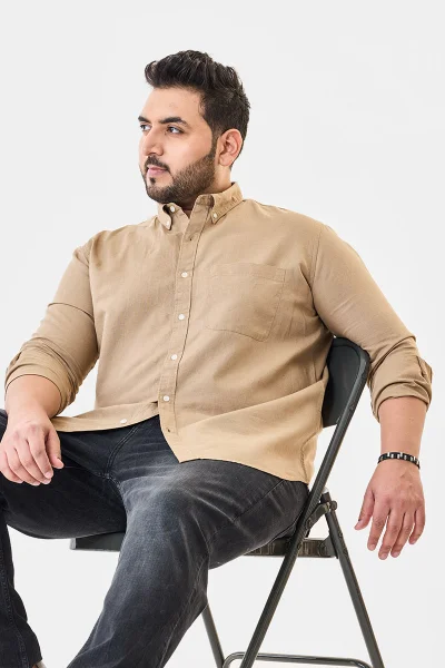سنيتش Regular Fit Linen Blend Plus Size Shirt