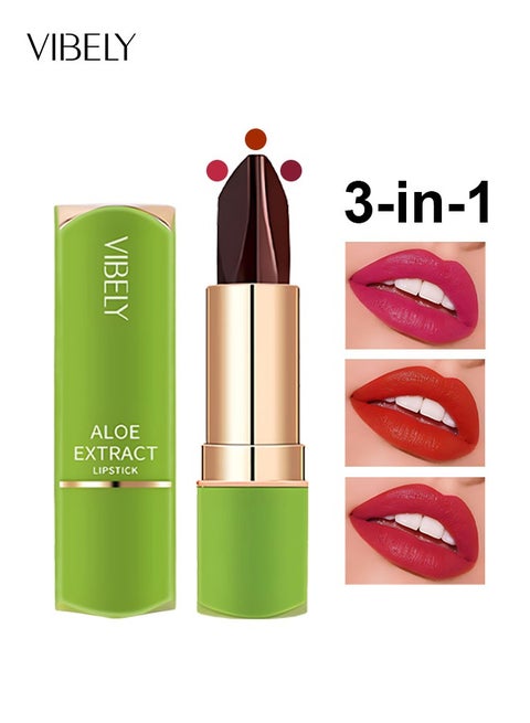 Vibely Triple Color Matte Lipstick  Aloe Vera Hydrating, Waterproof  Long-Lasting Non-Transfer, Smudge-Proof for Hijab, Ideal for Ramadan & UAE  Daily Wear | Best Price Bahrain | Manama, Riffa